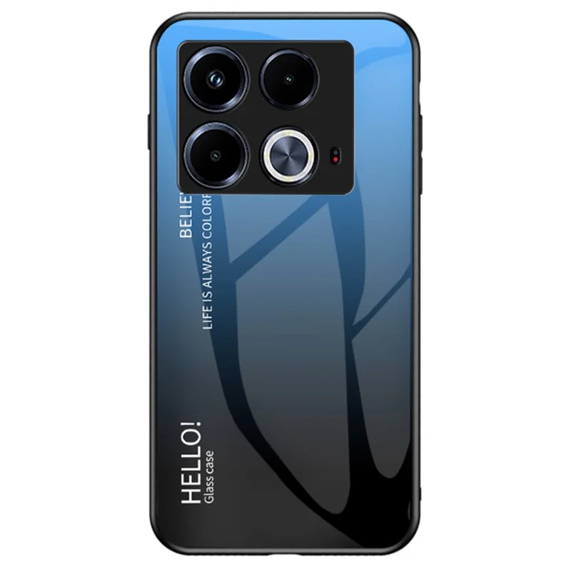 For Infinix Note 40 Tempered Glass Case PC+TPU Protective Phone Cover -  Gradient Blue Black