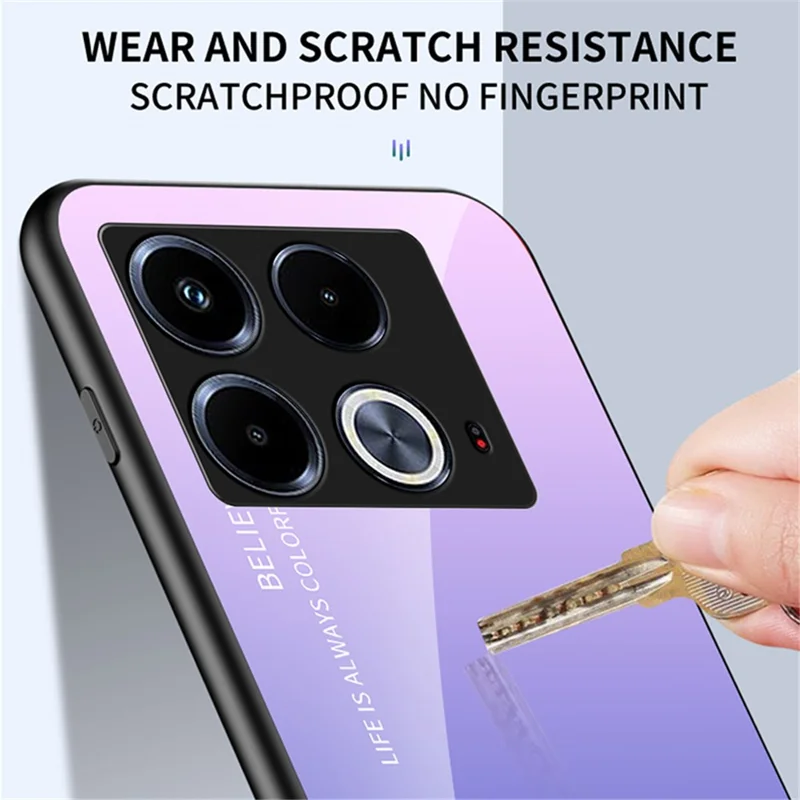 For Infinix Note 40 Tempered Glass Case PC+TPU Protective Phone Cover -  Gradient Blue Black