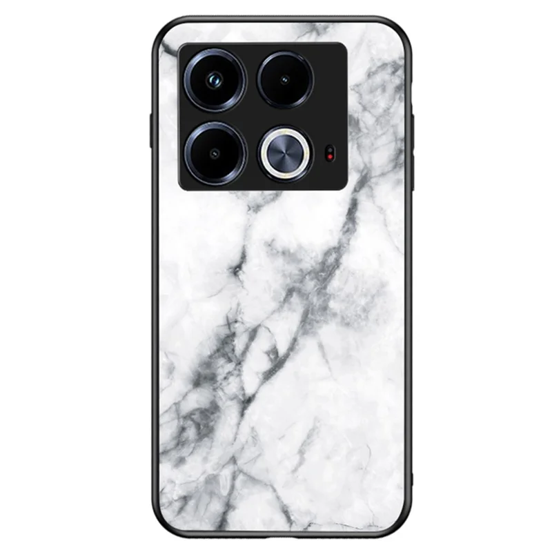 For Infinix Note 40 Tempered Glass Case Marble Pattern Protective Phone Cover - White Marble