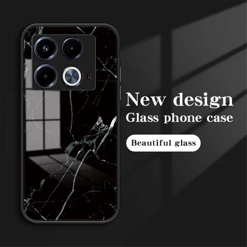 For Infinix Note 40 Tempered Glass Case Marble Pattern Protective Phone Cover - Flying Pigeon Marble
