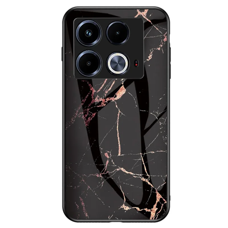 Per Infinix Note 40 Pellicola in Vetro Temperato Custodia con Motivo Marmorizzato Protettiva - Oro Nero Marmo
