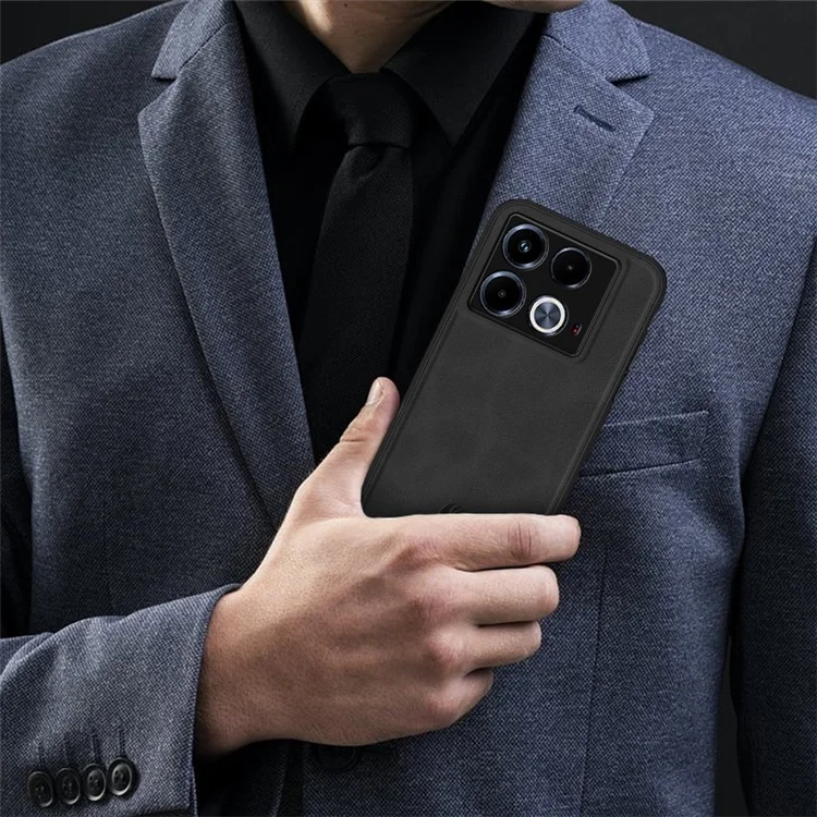 ANNYOJO For Infinix Note 40 Case PU Leather+PC+TPU Back Guard Phone Cover - Black