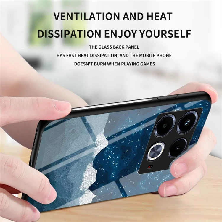 For Infinix Note 40 Case Tempered Glass+PC+TPU Starry Sky Pattern Phone Cover - Starry Crescent Moon