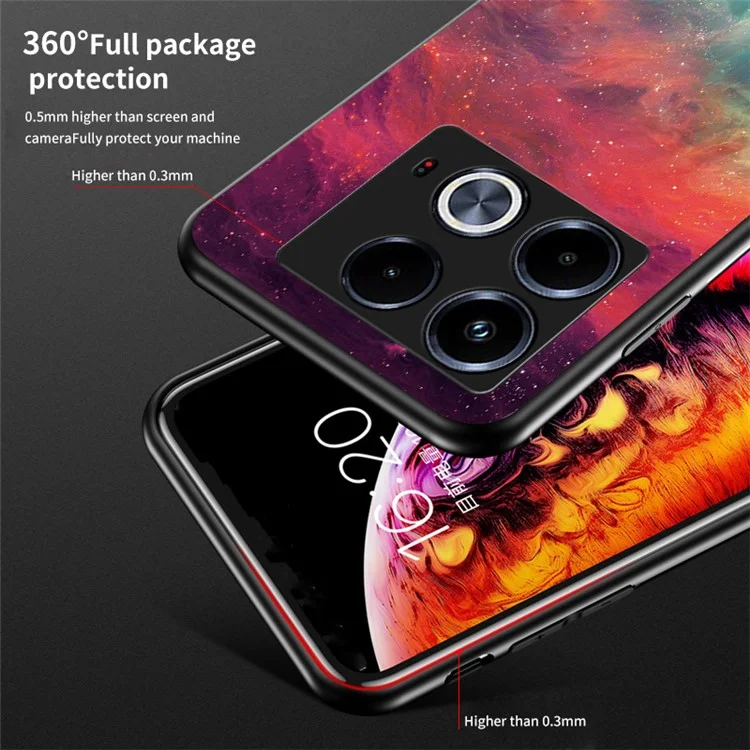 For Infinix Note 40 Case Tempered Glass+PC+TPU Starry Sky Pattern Phone Cover - Starry Crescent Moon