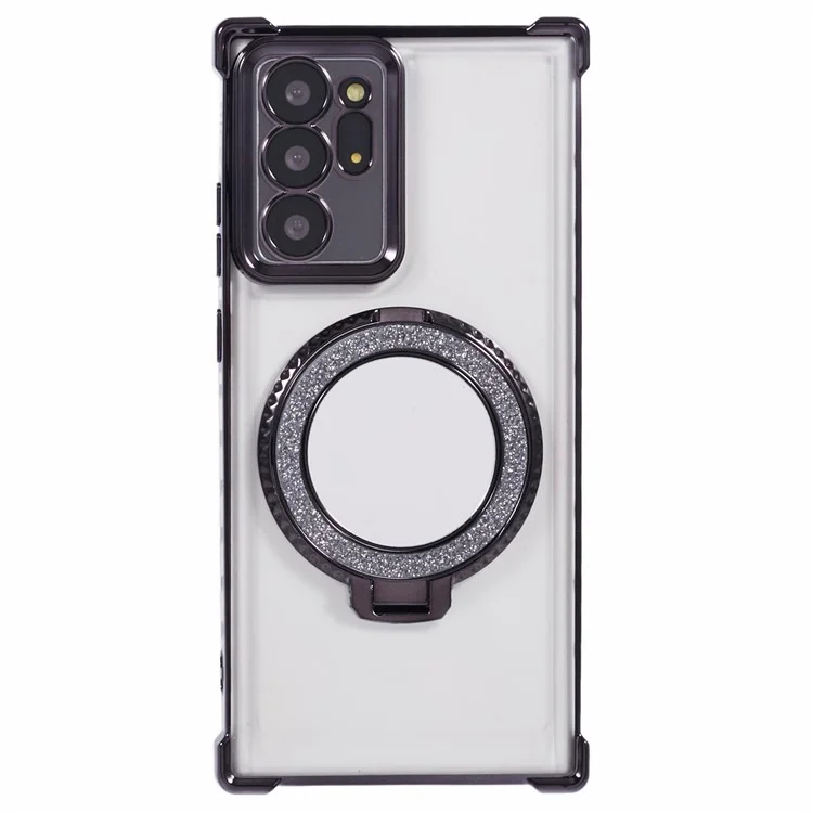 Para Samsung Galaxy Note20 Ultra / Note20 Ultra 5G Funda Electrochapada Cubierta TPU con Soporte con Espejo - Negro