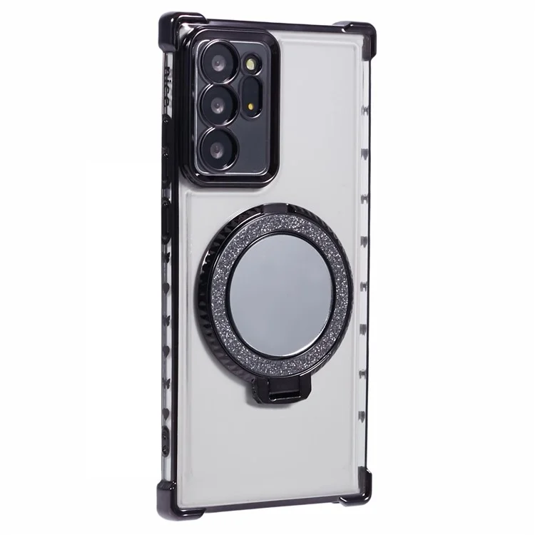 Para Samsung Galaxy Note20 Ultra / Note20 Ultra 5G Funda Electrochapada Cubierta TPU con Soporte con Espejo - Negro
