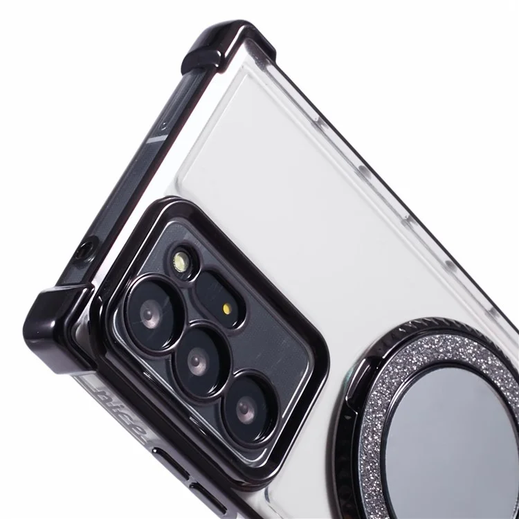 Para Samsung Galaxy Note20 Ultra / Note20 Ultra 5G Funda Electrochapada Cubierta TPU con Soporte con Espejo - Negro