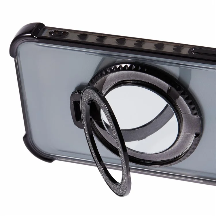 Para Samsung Galaxy Note20 Ultra / Note20 Ultra 5G Funda Electrochapada Cubierta TPU con Soporte con Espejo - Negro