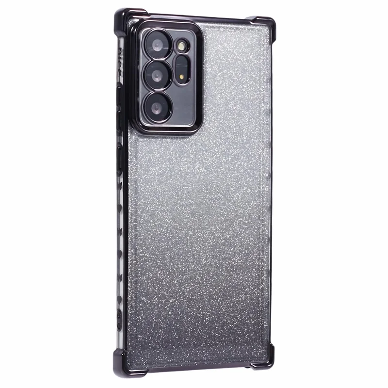 For Samsung Galaxy Note20 Ultra / Note20 Ultra 5G Case TPU Gradient Glitter Phone Cover Love Heart Frame - Black