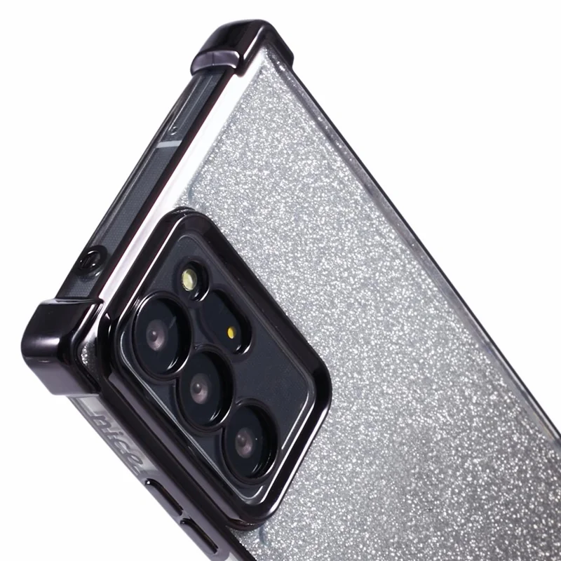 For Samsung Galaxy Note20 Ultra / Note20 Ultra 5G Case TPU Gradient Glitter Phone Cover Love Heart Frame - Black