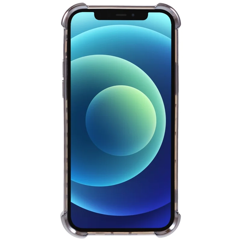 For iPhone 12 Case Heart Pattern TPU Glitter Phone Cover Four Corners Air Cushion - Grey