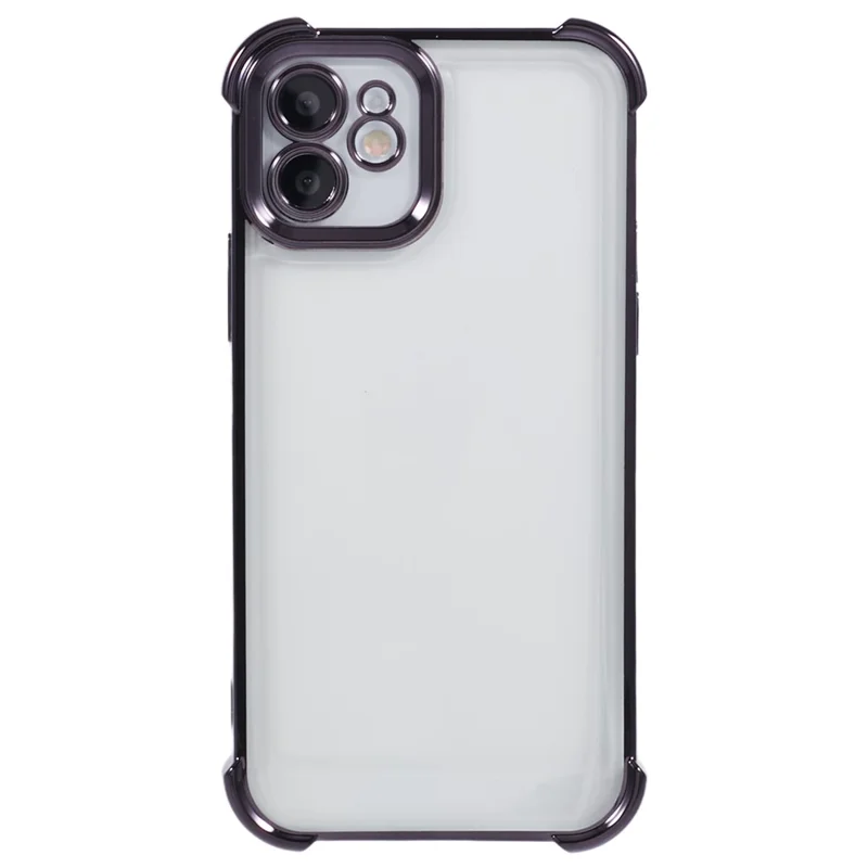 Pour iPhone 12 Case TPU Clear Back Phone Cover Electroplating Love Heart - Noir