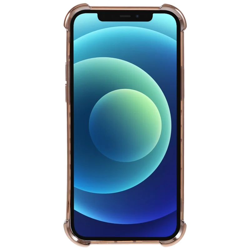 For iPhone 12 Case TPU Clear Back Phone Cover Electroplating Love Heart - Gold