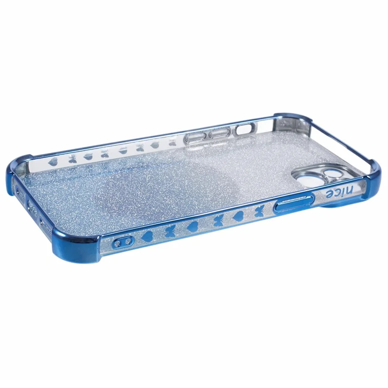 Futerał z podpórką do iPhone'a 15 Plus, błyszczący pokrowiec TPU z lustrem - niebieski