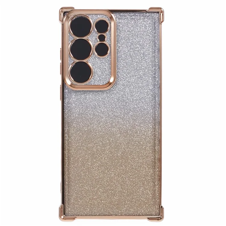 Für Samsung Galaxy S23 Ultra Case Glitter Gradient Electroplating TPU Phone Cover - Gold
