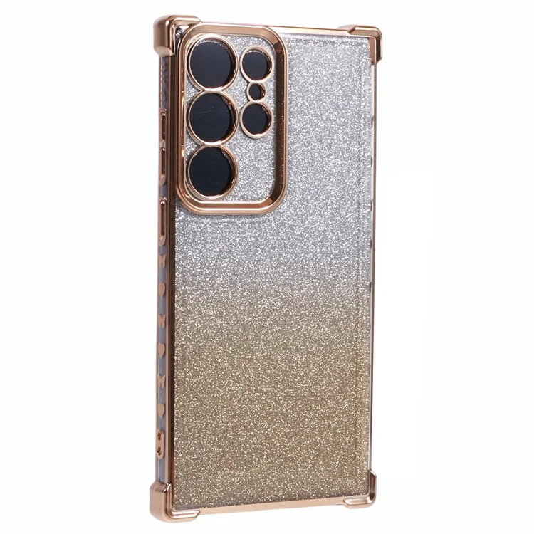 Für Samsung Galaxy S23 Ultra Case Glitter Gradient Electroplating TPU Phone Cover - Gold