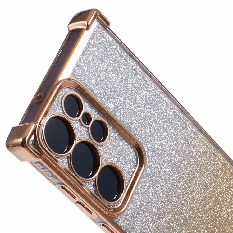 Für Samsung Galaxy S23 Ultra Case Glitter Gradient Electroplating TPU Phone Cover - Gold