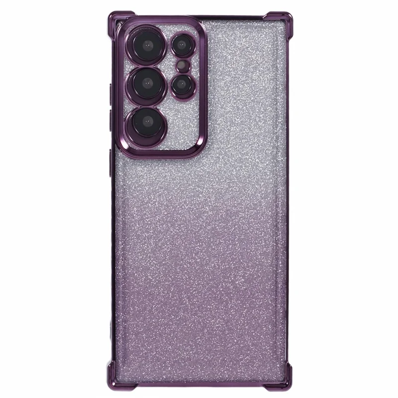 For Samsung Galaxy S23 Ultra Case Glitter Gradient Electroplating TPU Phone Cover - Dark Purple