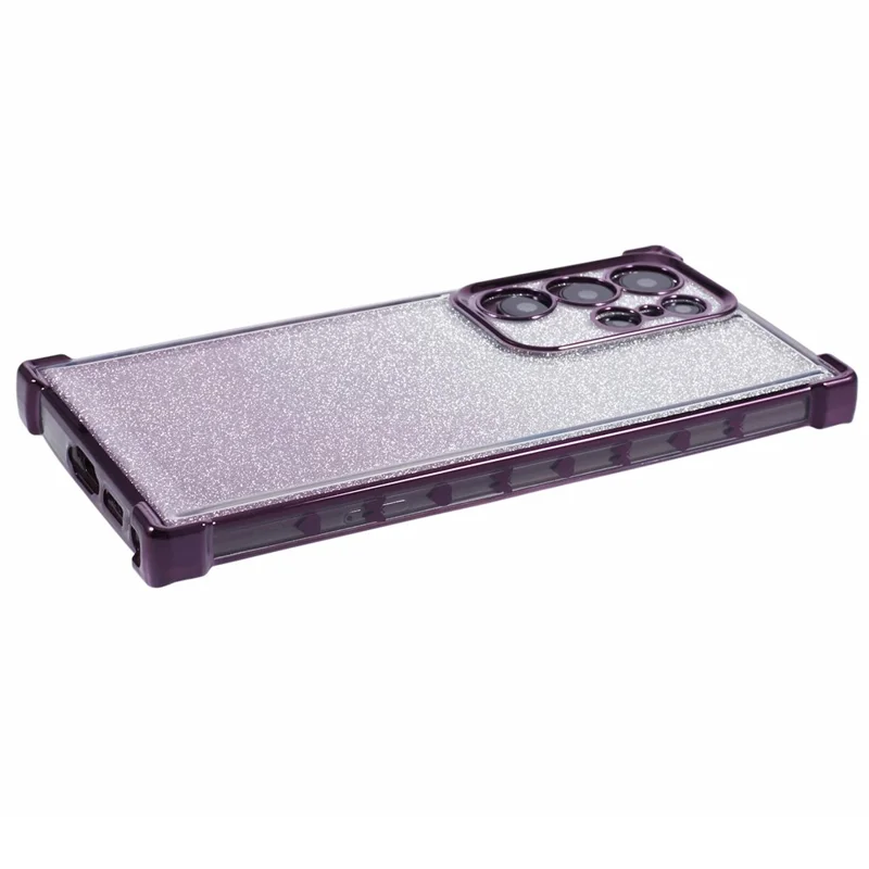 For Samsung Galaxy S23 Ultra Case Glitter Gradient Electroplating TPU Phone Cover - Dark Purple