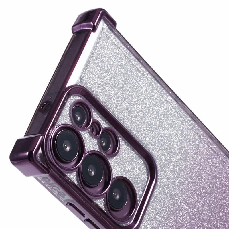 For Samsung Galaxy S23 Ultra Case Glitter Gradient Electroplating TPU Phone Cover - Dark Purple