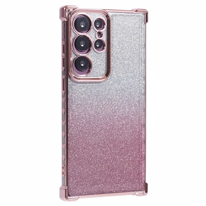 For Samsung Galaxy S23 Ultra Case Glitter Gradient Electroplating TPU Phone Cover - Pink