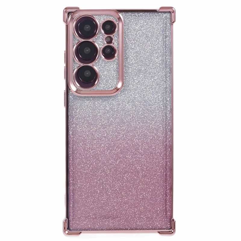 For Samsung Galaxy S23 Ultra Case Glitter Gradient Electroplating TPU Phone Cover - Pink