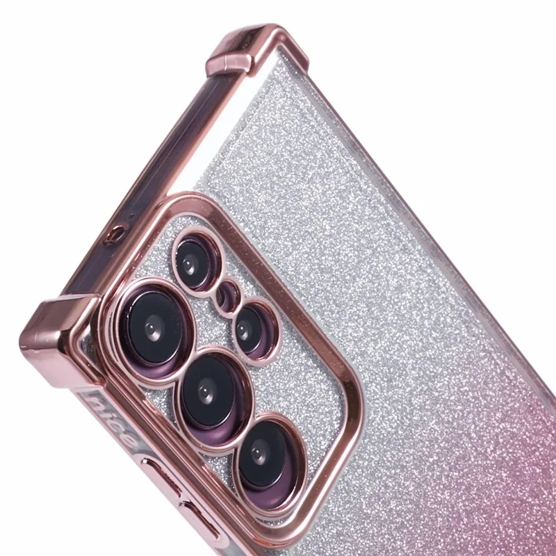 For Samsung Galaxy S23 Ultra Case Glitter Gradient Electroplating TPU Phone Cover - Pink