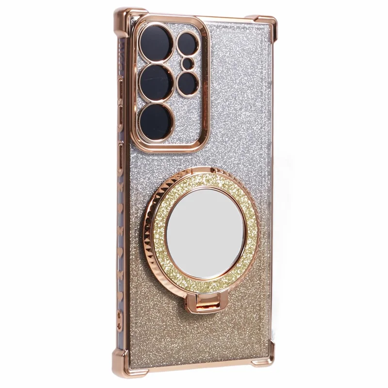 Para Samsung Galaxy S23 Ultra Kickstand Case Glitter Gradient TPU Phone Cover - Ouro