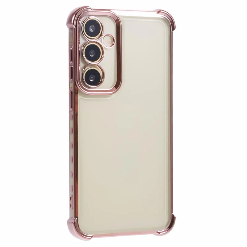For Samsung Galaxy S23 FE Case Side Heart Electroplated TPU Clear Phone Cover - Pink
