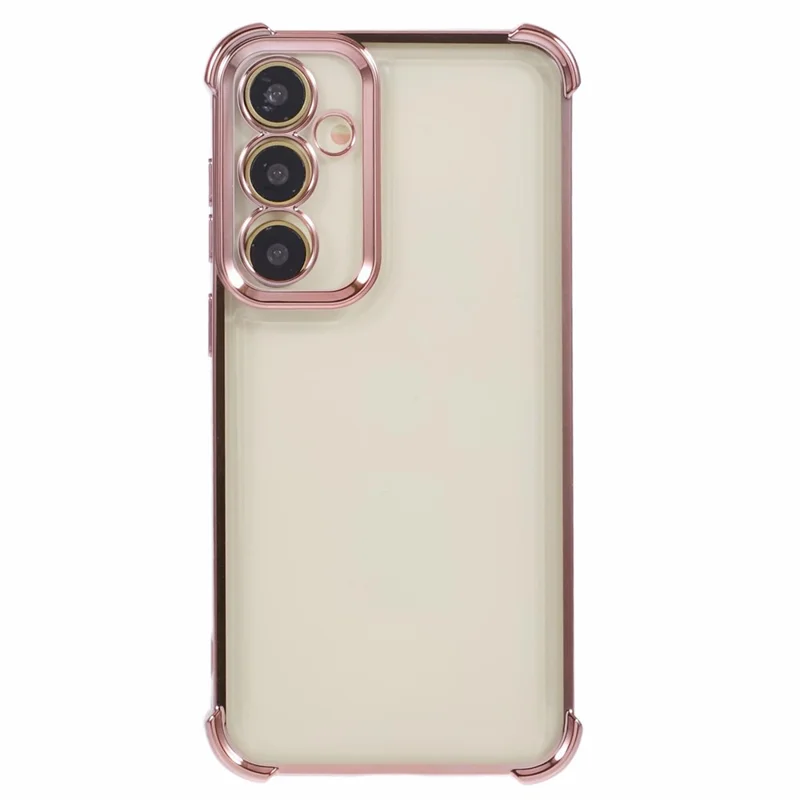 For Samsung Galaxy S23 FE Case Side Heart Electroplated TPU Clear Phone Cover - Pink