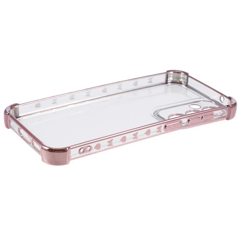 For Samsung Galaxy S23 FE Case Side Heart Electroplated TPU Clear Phone Cover - Pink