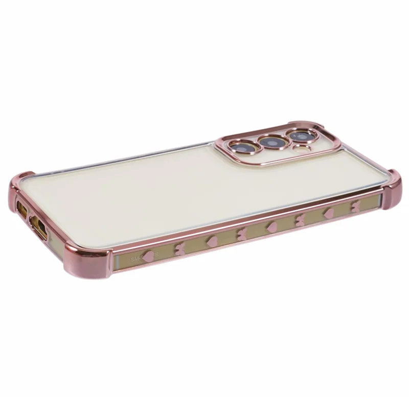 For Samsung Galaxy S23 FE Case Side Heart Electroplated TPU Clear Phone Cover - Pink