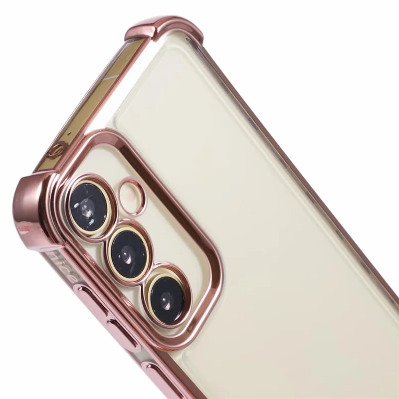 For Samsung Galaxy S23 FE Case Side Heart Electroplated TPU Clear Phone Cover - Pink