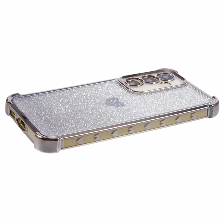 Für Samsung Galaxy S23 FE Case Gradient Glitter Heart Electroplating TPU Phone Cover - Grau