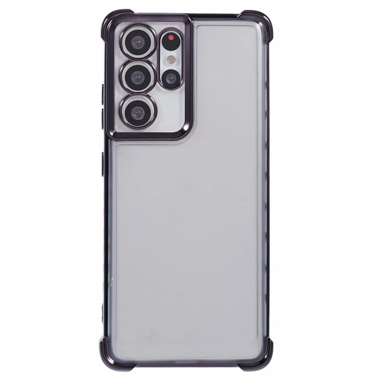 For Samsung Galaxy S21 Ultra 5G Clear Case TPU Back Phone Cover Electroplating Love Heart - Black