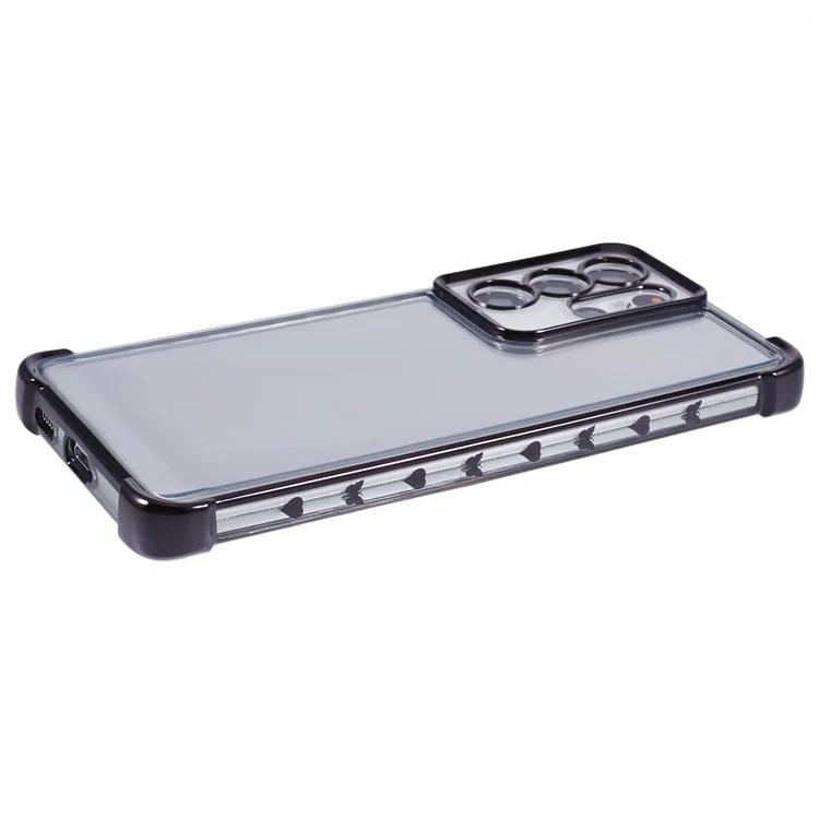 For Samsung Galaxy S21 Ultra 5G Clear Case TPU Back Phone Cover Electroplating Love Heart - Black