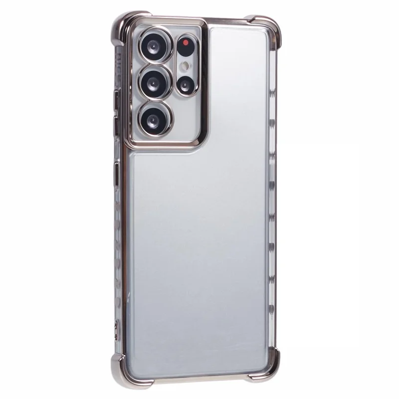 For Samsung Galaxy S21 Ultra 5G Clear Case TPU Back Phone Cover Electroplating Love Heart - Grey