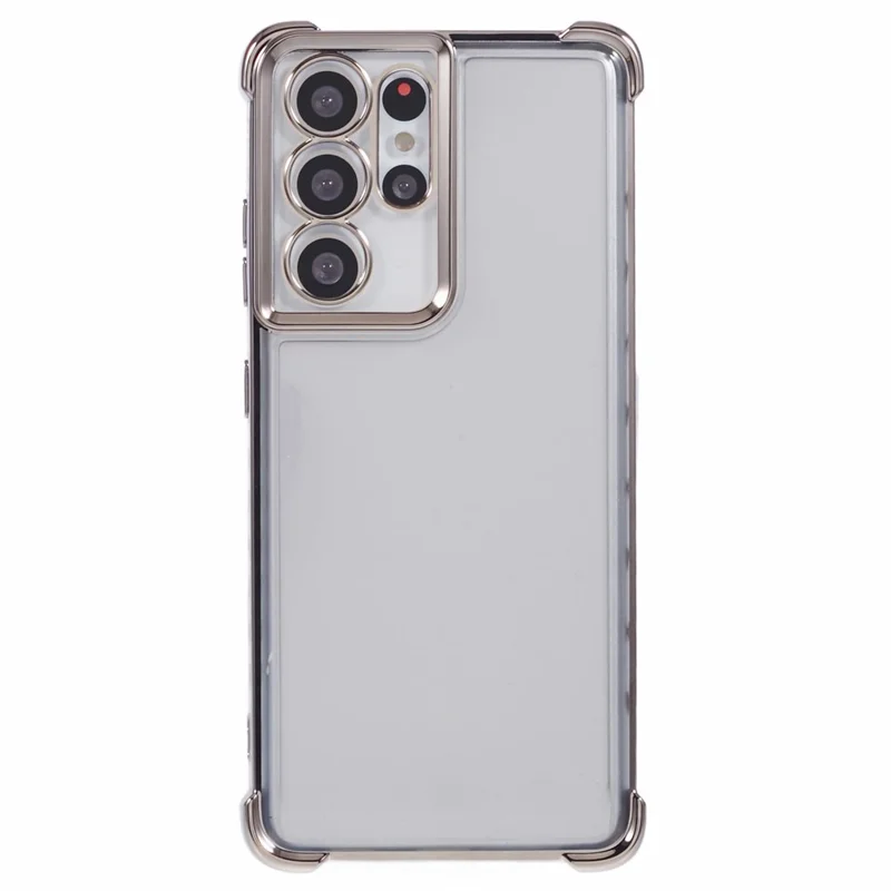 For Samsung Galaxy S21 Ultra 5G Clear Case TPU Back Phone Cover Electroplating Love Heart - Grey