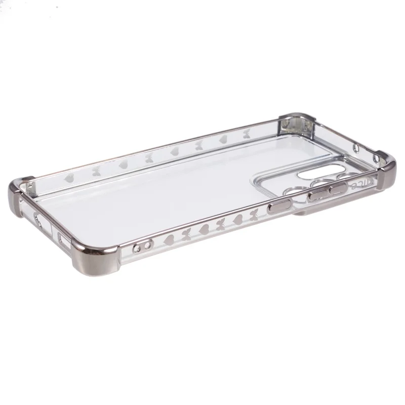 For Samsung Galaxy S21 Ultra 5G Clear Case TPU Back Phone Cover Electroplating Love Heart - Grey