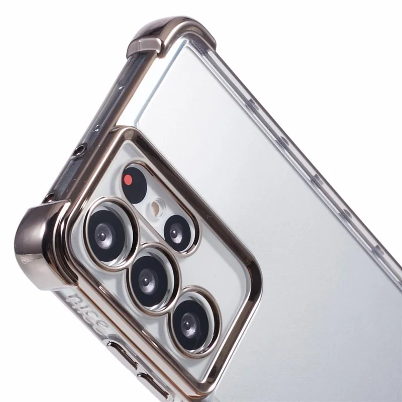 For Samsung Galaxy S21 Ultra 5G Clear Case TPU Back Phone Cover Electroplating Love Heart - Grey