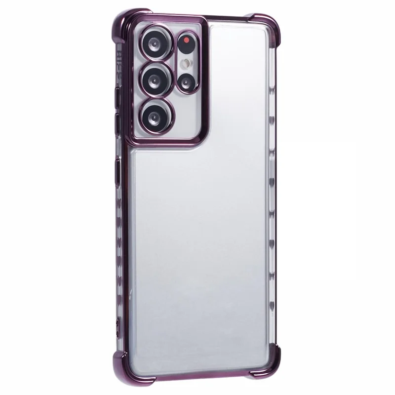 Per Samsung Galaxy S21 Ultra 5G Clear Case TPU Back Phone Cover Electroplating Love Heart - Viola Scura