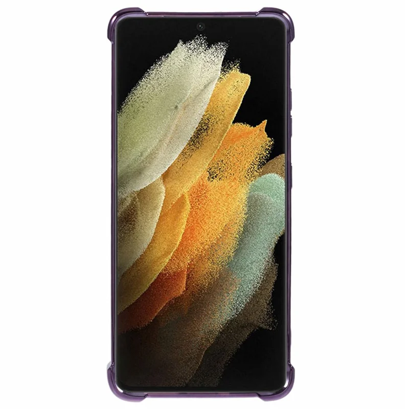 Per Samsung Galaxy S21 Ultra 5G Clear Case TPU Back Phone Cover Electroplating Love Heart - Viola Scura