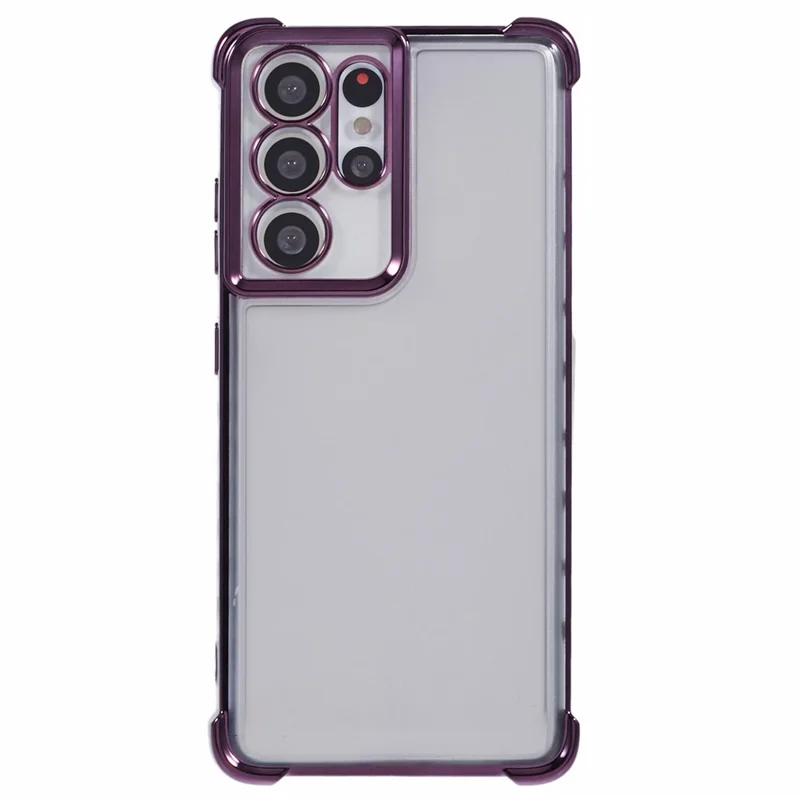 Per Samsung Galaxy S21 Ultra 5G Clear Case TPU Back Phone Cover Electroplating Love Heart - Viola Scura