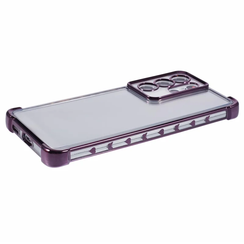 Per Samsung Galaxy S21 Ultra 5G Clear Case TPU Back Phone Cover Electroplating Love Heart - Viola Scura