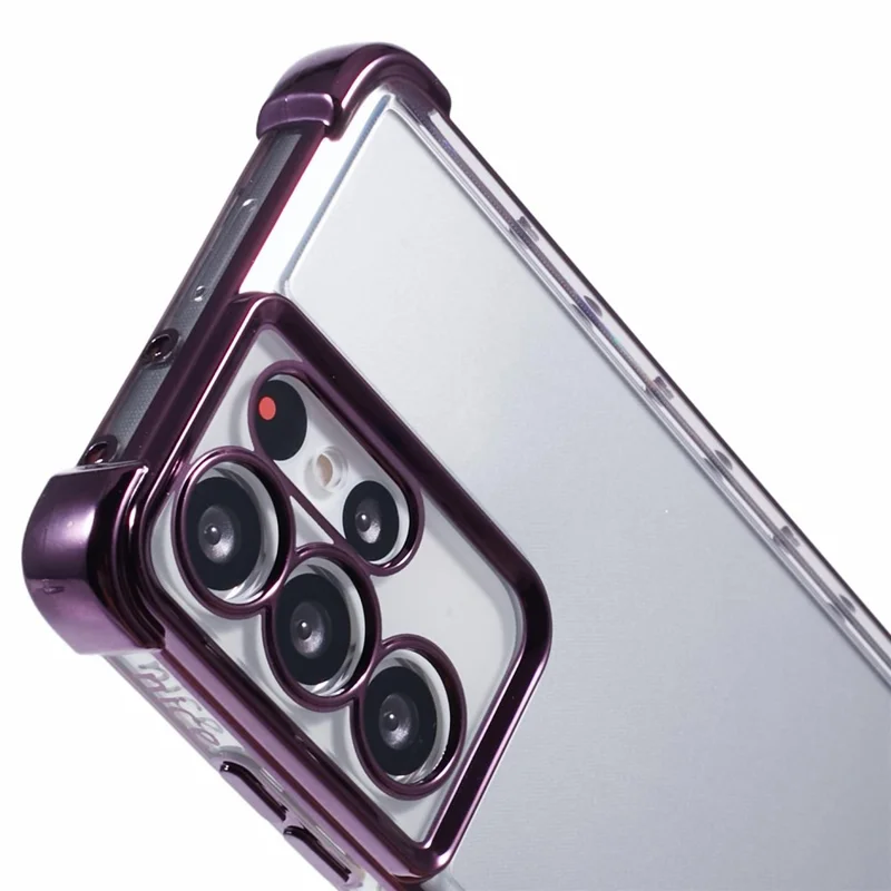 Per Samsung Galaxy S21 Ultra 5G Clear Case TPU Back Phone Cover Electroplating Love Heart - Viola Scura