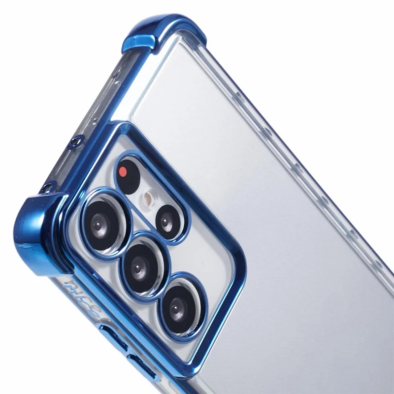 For Samsung Galaxy S21 Ultra 5G Clear Case TPU Back Phone Cover Electroplating Love Heart - Blue