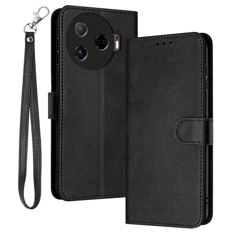 Für TECNO Camon 30 Pro 5G-Hülle, Business-Leder-Ständer-Geldbörse, stoßfeste Handyhülle - Schwarz