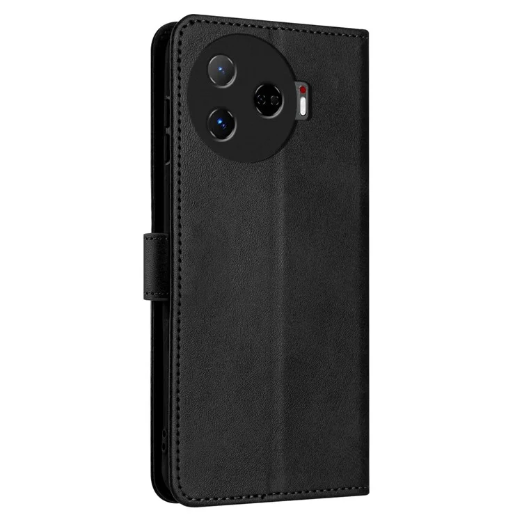 Für TECNO Camon 30 Pro 5G-Hülle, Business-Leder-Ständer-Geldbörse, stoßfeste Handyhülle - Schwarz