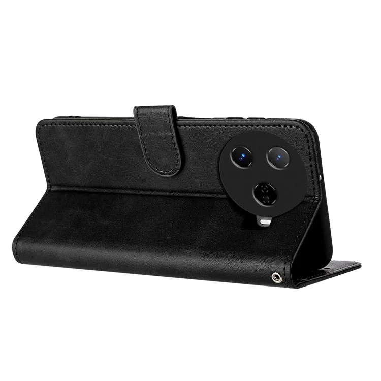Für TECNO Camon 30 Pro 5G-Hülle, Business-Leder-Ständer-Geldbörse, stoßfeste Handyhülle - Schwarz