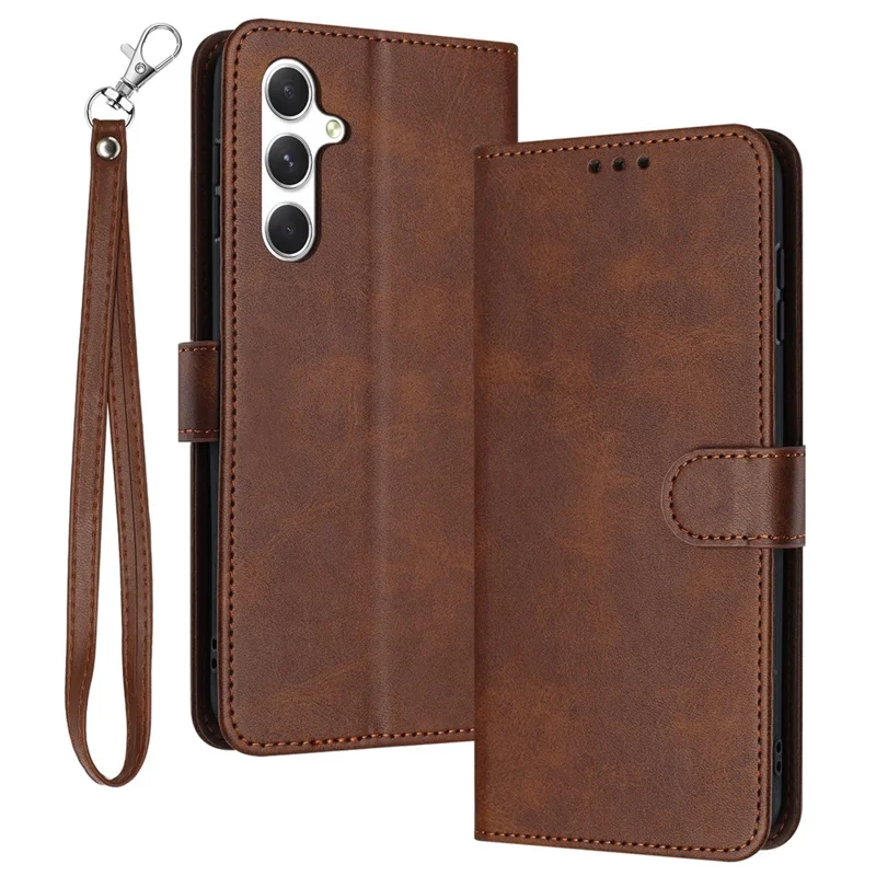 For Samsung Galaxy M55 5G / C55 5G / F55 5G Leather Wallet Stand Case Scratch-Proof Phone Cover - Brown
